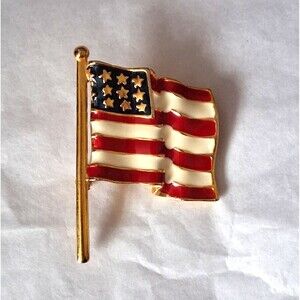 AMERICA USA FLAG PIN GOLD ENAMEL Brooch